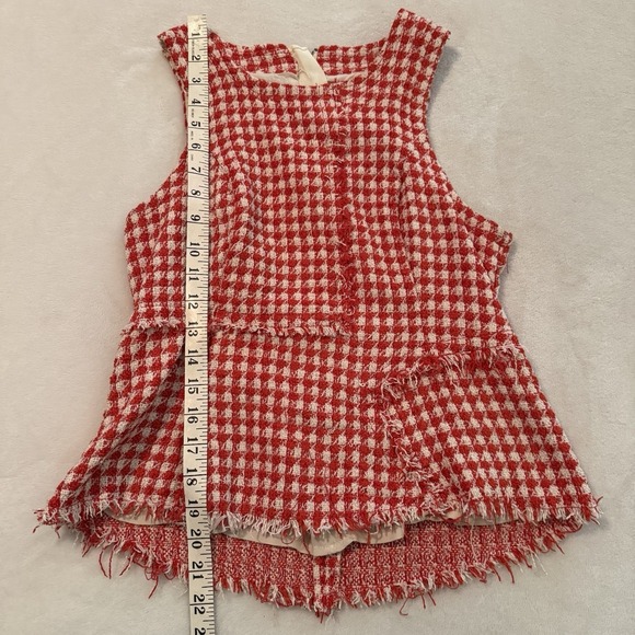 Anthropologie Maeve Womens Size 4 Sleeveless Red White Gingham Peplum Top - Picture 10 of 13